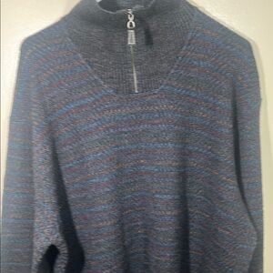Talbots Gray and Blue Turtleneck Sweater